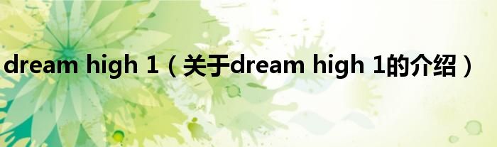 dream high 1（关于dream high 1的介绍）