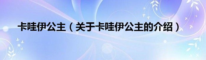 卡哇伊公主（关于卡哇伊公主的介绍）