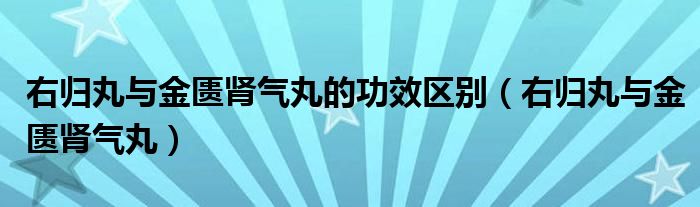 右归丸与金匮肾气丸的功效区别（右归丸与金匮肾气丸）