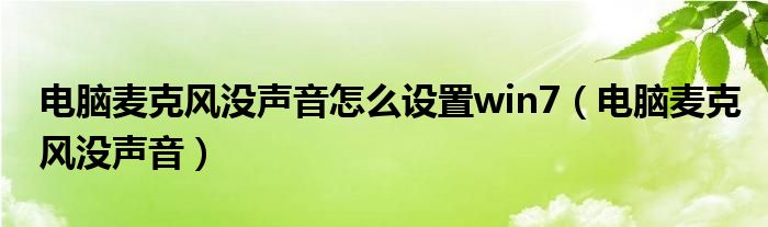电脑麦克风没声音怎么设置win7（电脑麦克风没声音）