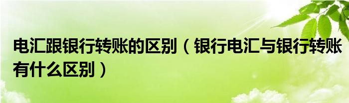 电汇跟银行转账的区别（银行电汇与银行转账有什么区别）