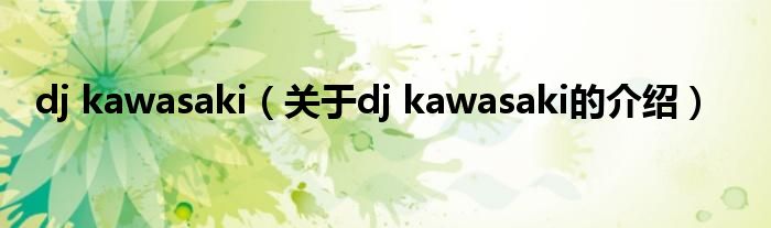 dj kawasaki（关于dj kawasaki的介绍）