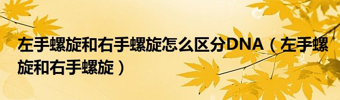 左手螺旋和右手螺旋怎么区分DNA（左手螺旋和右手螺旋）