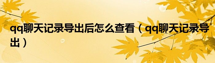 qq聊天记录导出后怎么查看（qq聊天记录导出）