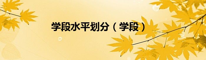 学段水平划分（学段）