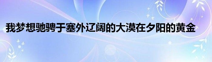 我梦想驰骋于塞外辽阔的大漠在夕阳的黄金