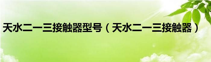 天水二一三接触器型号（天水二一三接触器）