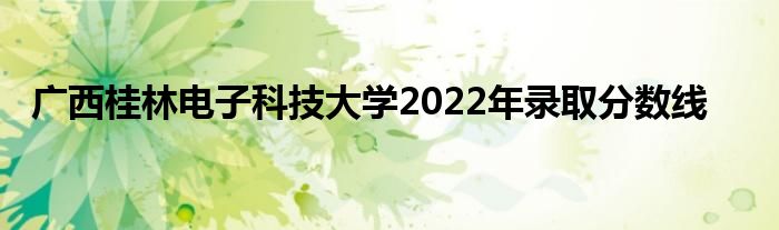 广西桂林电子科技大学2022年录取分数线