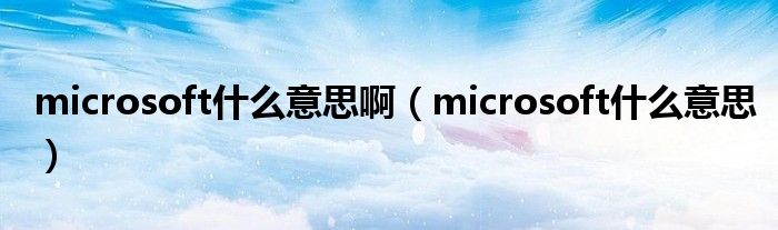 microsoft什么意思啊（microsoft什么意思）