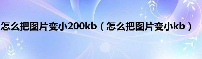 怎么把图片变小200kb（怎么把图片变小kb）