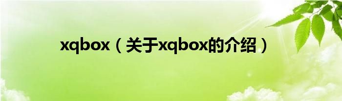 xqbox（关于xqbox的介绍）