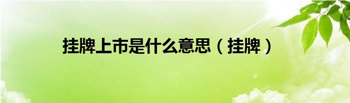 挂牌上市是什么意思（挂牌）