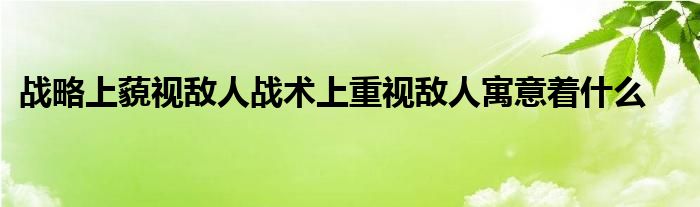 战略上藐视敌人战术上重视敌人寓意着什么