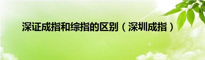 深证成指和综指的区别（深圳成指）