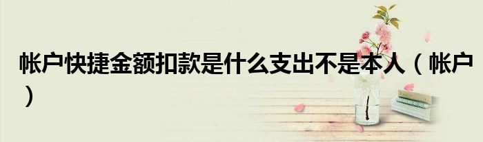 帐户快捷金额扣款是什么支出不是本人（帐户）