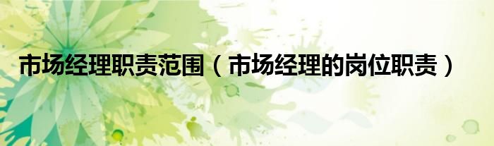市场经理职责范围（市场经理的岗位职责）