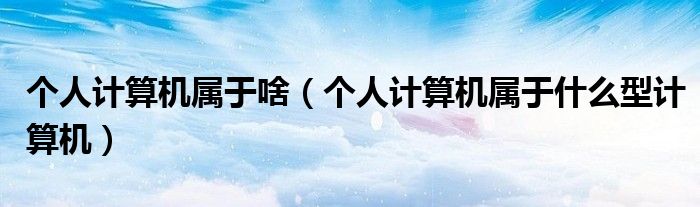 个人计算机属于啥（个人计算机属于什么型计算机）
