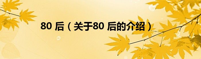 80 后（关于80 后的介绍）