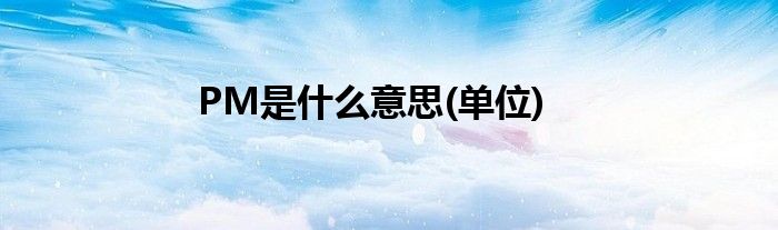 PM是什么意思(单位)