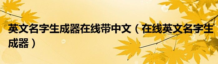 英文名字生成器在线带中文（在线英文名字生成器）