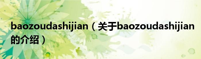 baozoudashijian（关于baozoudashijian的介绍）