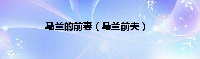 马兰的前妻（马兰前夫）