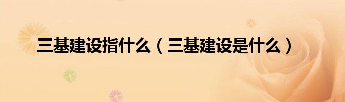 三基建设指什么（三基建设是什么）