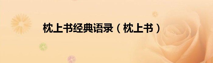 枕上书经典语录（枕上书）