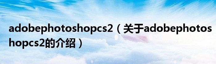 adobephotoshopcs2（关于adobephotoshopcs2的介绍）