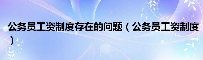 公务员工资制度存在的问题（公务员工资制度）