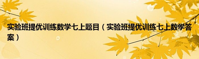 实验班提优训练数学七上题目（实验班提优训练七上数学答案）