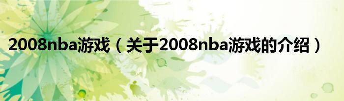 2008nba游戏（关于2008nba游戏的介绍）