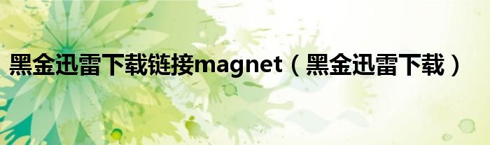 黑金迅雷下载链接magnet（黑金迅雷下载）