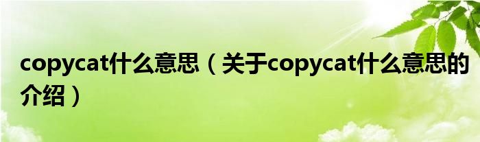 copycat什么意思（关于copycat什么意思的介绍）