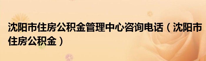 沈阳市住房公积金管理中心咨询电话（沈阳市住房公积金）