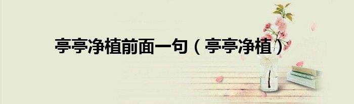 亭亭净植前面一句（亭亭净植）