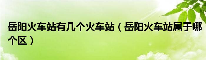 岳阳火车站有几个火车站（岳阳火车站属于哪个区）