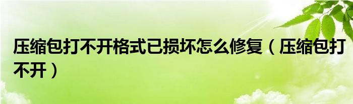 压缩包打不开格式已损坏怎么修复（压缩包打不开）