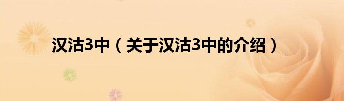 汉沽3中（关于汉沽3中的介绍）