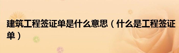 建筑工程签证单是什么意思（什么是工程签证单）