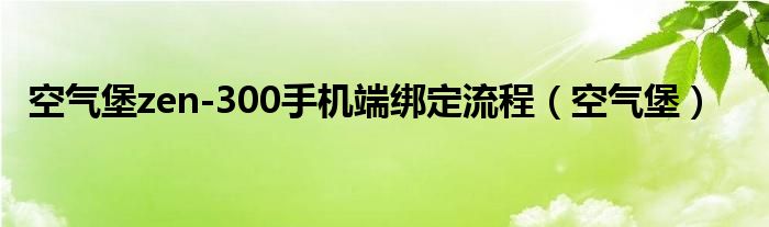 空气堡zen-300手机端绑定流程（空气堡）