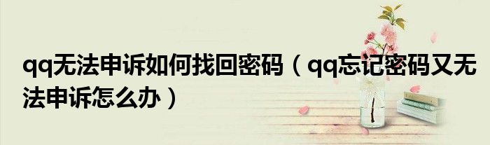 qq无法申诉如何找回密码（qq忘记密码又无法申诉怎么办）