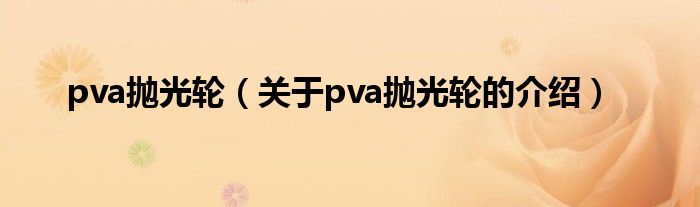 pva抛光轮（关于pva抛光轮的介绍）