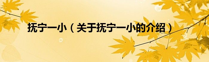 抚宁一小（关于抚宁一小的介绍）