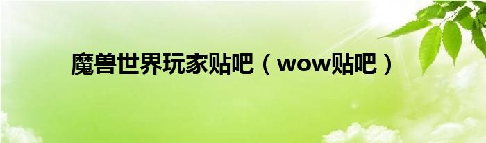 魔兽世界玩家贴吧（wow贴吧）