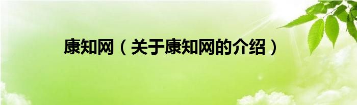 康知网（关于康知网的介绍）