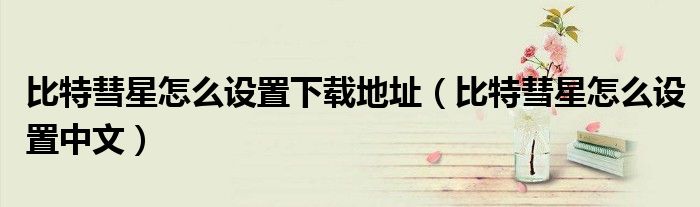 比特彗星怎么设置下载地址（比特彗星怎么设置中文）