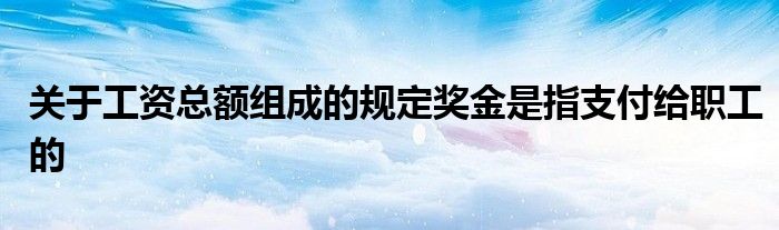关于工资总额组成的规定奖金是指支付给职工的
