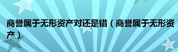 商誉属于无形资产对还是错（商誉属于无形资产）