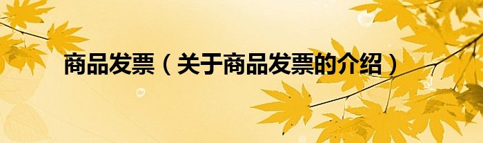 商品发票（关于商品发票的介绍）
